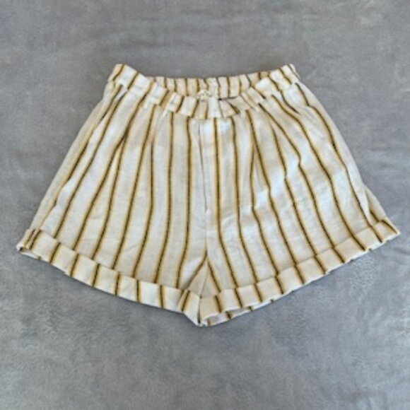 Love Tree Women's Linen Blend Paper Bag Striped High Waisted Shorts NWT Large - Picture 1 of 14